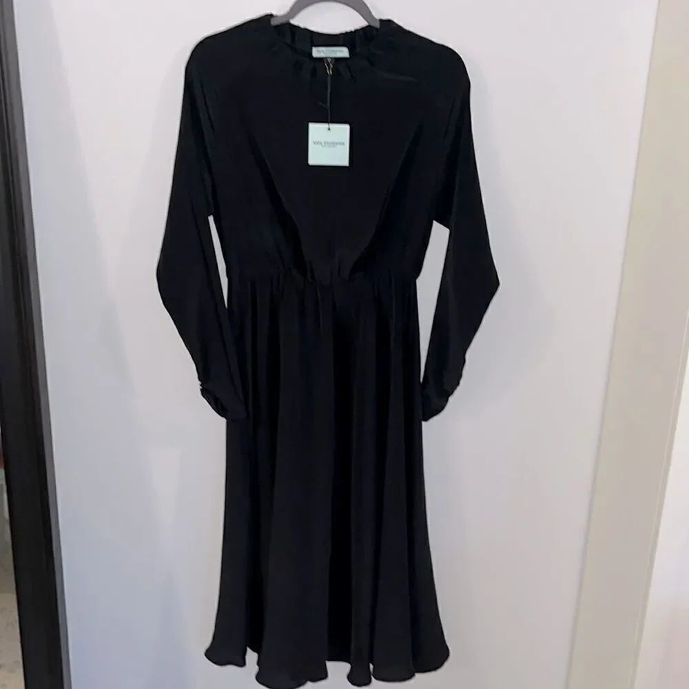 NWT 100% silk Kate Sylvester long-sleeve maxi dress